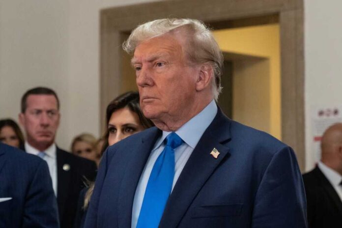 Former,President,Donald,Trump,Speaks,To,Press,Before,The,Start