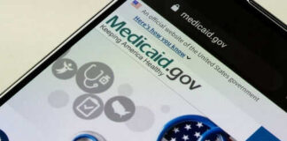 Medicaid website displayed on a smartphone screen