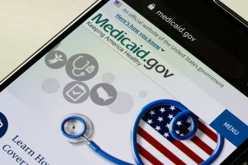 Medicaid website displayed on a smartphone screen