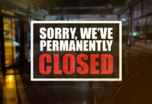 Sign indicating a business has permanently closed