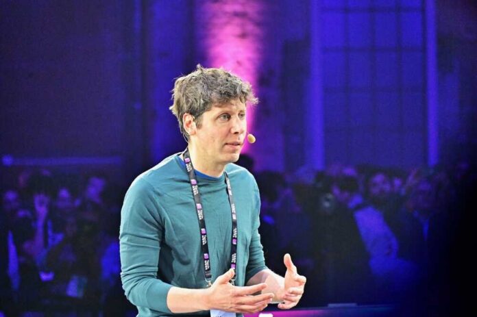 Speaker presenting at a conference with a microphone