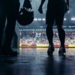 Football players standing in a tunnel before entering the stadium