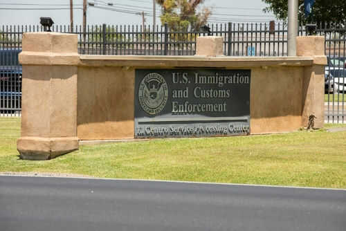 Sign for U.S. Immigration and Customs Enforcement building.