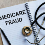 Taxpayers Fleeced—Nationwide Medicare Takedown Notebook stethoscope and pen with Medicare Fraud text