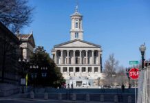Tennessee State Capitol building with columned facade