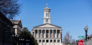 Tennessee State Capitol building with columned facade