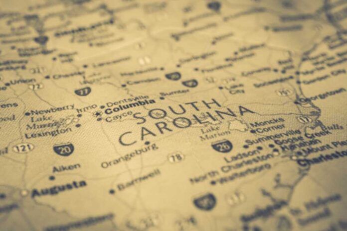 South,Carolina,State,On,The,Map South Carolina map close-up with cities and highways