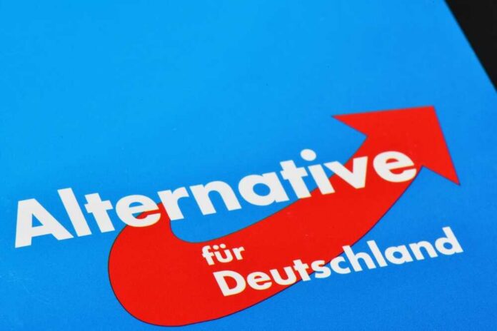 Political logo featuring the word 'Alternative für Deutschland' with an upward arrow