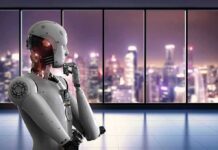 The Android Rumor Hides A Bigger Truth Humanoid robot thinking by window overlooking blurred city skyline