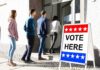 Governor’s Power Play Sparks Federalism Fight voters lining up at a polling place entrance