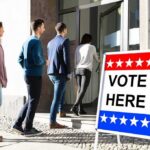 Governor’s Power Play Sparks Federalism Fight voters lining up at a polling place entrance