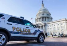 Police SUV parked near the United States Capitol building