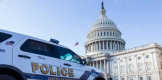 Police SUV parked near the United States Capitol building