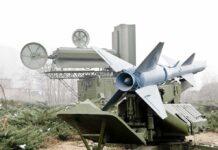 surface-to-air missile on a mobile launcher