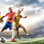 America Survives, Advances, And Sends Message Soccer player in red jersey sprints past defenders in a stadium