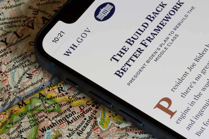 Smartphone showing a government webpage on a paper map