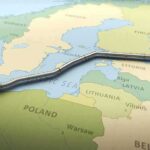 Pipeline route across Baltic Sea on European map