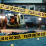 Brickell Bloodbath: Manager Jailed, No Bond police tape cordons off a dimly lit crime scene alley