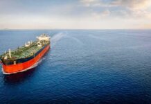 Oil tanker sailing on calm open sea