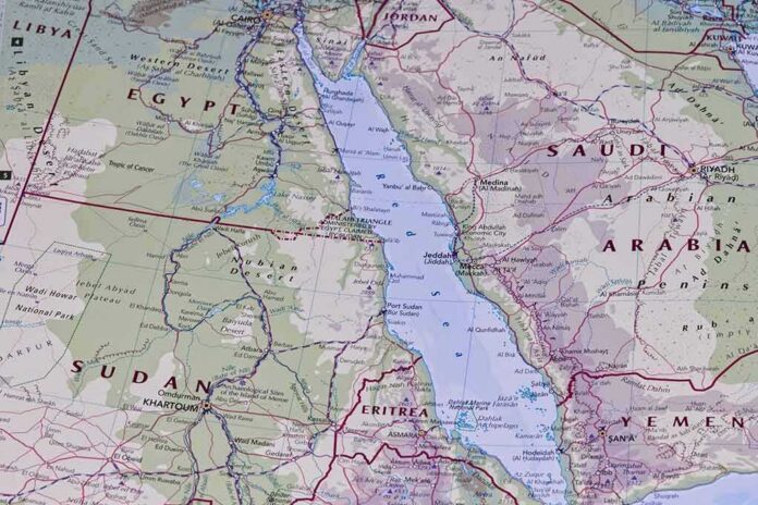 Map of the Red Sea and surrounding countries