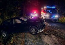 He Tried to Kill Politician With His Car – Crushed Her Crashed car on a dark roadside with emergency vehicles