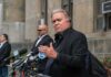 One Campaign Warning Highlights a Surprising Rival Strength Steve Bannon speaks at a press conference with multiple microphones outside a building